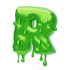 Poster - R  Letter 3D Shape Slime Text. 3d illustration, 3d element, 3d rendering. 3d visualization isolated on a transparent background
