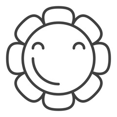 Poster - Happy Flower in a Hippie Groovy style vector minimalist thin line icon or symbol
