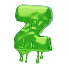 Poster - Z Letter 3D Shape Slime Text. 3d illustration, 3d element, 3d rendering. 3d visualization isolated on a transparent background