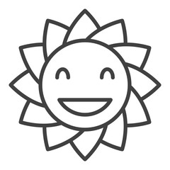 Poster - Smiling Flower vector Groovy Style linear icon or symbol