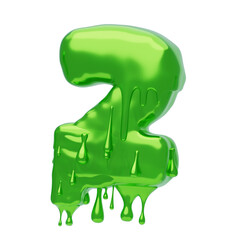 Poster - 3D Number 2 Shape Slime Text. 3d illustration, 3d element, 3d rendering. 3d visualization isolated on a transparent background