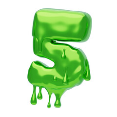 Poster - 3D Number 5 Shape Slime Text. 3d illustration, 3d element, 3d rendering. 3d visualization isolated on a transparent background