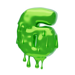 Poster - 3D Number 6 Shape Slime Text. 3d illustration, 3d element, 3d rendering. 3d visualization isolated on a transparent background
