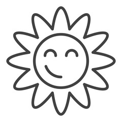 Poster - Vintage Groovy Smiling Flower vector outline icon or symbol