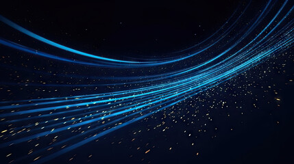 Poster - futuristic abstract blue neon light motion  technology digital concept, Digital Wave Abstract Technology Concept with Data Flow and Coding, Information Technology Connection, Cyberspace