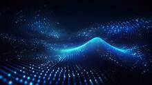 A Futuristic Blue Light Wave Background , Wave Technology Digital Network Background With Blue Light, Digital Wave Effect, Corporate Concept, Cyberspace Of Future.Science And Innovation Of Technology.