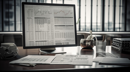 Poster - a financial document showcasing faded candlestick charts