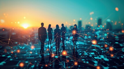 Poster - Global business structure of networking. Analysis and data exchange customer connection