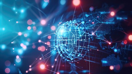 Poster - Global business structure of networking. Analysis and data exchange customer connection