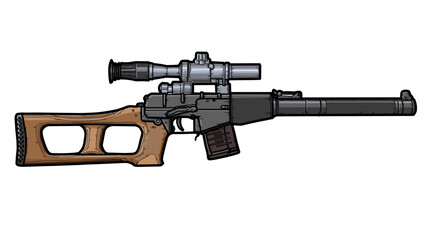 Wall Mural - Riffle gun with tuning and optics illustration