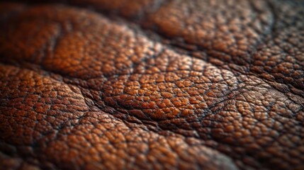  a close up view of a brown leather material with a pattern of small squares on the top of the leather, with a slight pattern on the side of the top of the top of the leather.