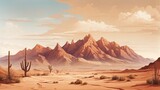 Fototapeta  - illustration of a dry and barren desert made by AI generative