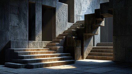 Poster - old wooden staircase