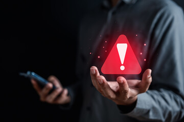 Fototapete - System warning error popup and maintenance showing. cyber attack on online network error system. Cybersecurity vulnerability, data breach, illegal connection, compromised information...