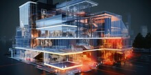BIM Building Information Modeling Concept. Touching On 3D Digital Model Based Process That Provides Architects, Engineers, Constructors, And Owners With A Comprehensive View Of The Building 