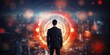 © PNG City - Target audience, target customer, buyer persona, concept. Marketing plan and strategies. Personalization marketing, customer centric strategies. Businessman touching on screen to target audience