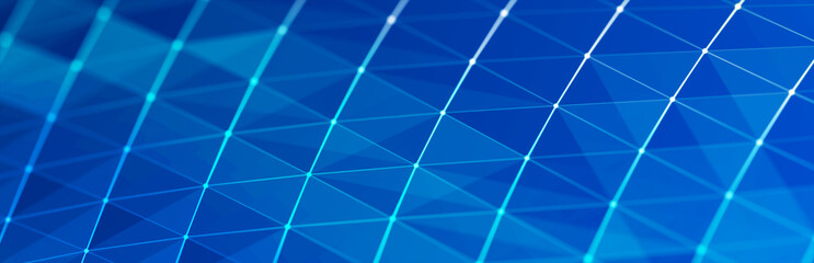 Leinwandbilder - Abstract polygonal space with dots and lines. Triangular structure. Background concept for your design. 3d rendering.