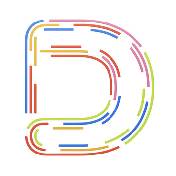 D  Letter 3D Shape Stripes Text. 3d illustration, 3d element, 3d rendering. 3d visualization isolated on a transparent background