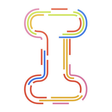 I  Letter 3D Shape Stripes Text. 3d illustration, 3d element, 3d rendering. 3d visualization isolated on a transparent background