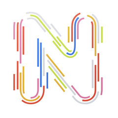 Poster - N  Letter 3D Shape Stripes Text. 3d illustration, 3d element, 3d rendering. 3d visualization isolated on a transparent background