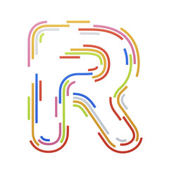 Poster - R  Letter 3D Shape Stripes Text. 3d illustration, 3d element, 3d rendering. 3d visualization isolated on a transparent background