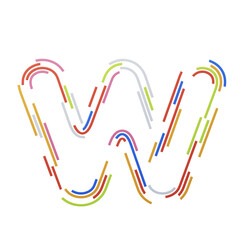 Poster - W  Letter 3D Shape Stripes Text. 3d illustration, 3d element, 3d rendering. 3d visualization isolated on a transparent background