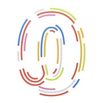 3D Number 0 Shape Stripes Text. 3d illustration, 3d element, 3d rendering. 3d visualization isolated on a transparent background