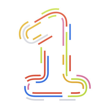 3D Number 1 Shape Stripes Text. 3d illustration, 3d element, 3d rendering. 3d visualization isolated on a transparent background