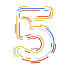 Poster - 3D Number 5 Shape Stripes Text. 3d illustration, 3d element, 3d rendering. 3d visualization isolated on a transparent background