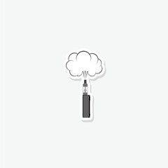 Sticker - Vaping device icon sticker isolated on gray background