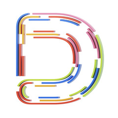 Poster - D  Letter 3D Shape Stripes Text. 3d illustration, 3d element, 3d rendering. 3d visualization isolated on a transparent background