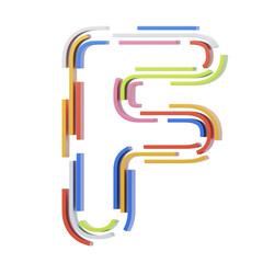 Poster - F  Letter 3D Shape Stripes Text. 3d illustration, 3d element, 3d rendering. 3d visualization isolated on a transparent background