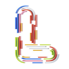 Poster - L  Letter 3D Shape Stripes Text. 3d illustration, 3d element, 3d rendering. 3d visualization isolated on a transparent background