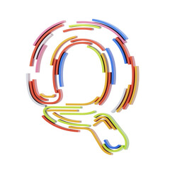 Poster - Q  Letter 3D Shape Stripes Text. 3d illustration, 3d element, 3d rendering. 3d visualization isolated on a transparent background