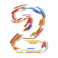 Poster - 3D Number 2 Shape Stripes Text. 3d illustration, 3d element, 3d rendering. 3d visualization isolated on a transparent background