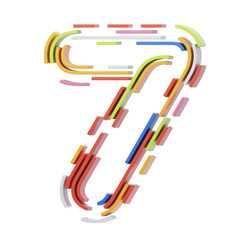 Poster - 3D Number 7 Shape Stripes Text. 3d illustration, 3d element, 3d rendering. 3d visualization isolated on a transparent background