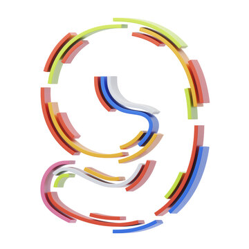 3D Number 9 Shape Stripes Text. 3d illustration, 3d element, 3d rendering. 3d visualization isolated on a transparent background