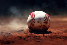 Scuffed Baseball Resting On Dusty Pitcher's Mound