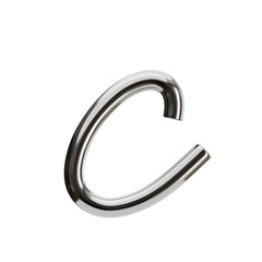 Poster - C  Letter 3D Shape Chrome Text. 3d illustration, 3d element, 3d rendering. 3d visualization isolated on a transparent background