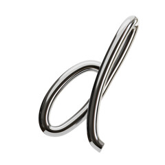 Poster - D  Letter 3D Shape Chrome Text. 3d illustration, 3d element, 3d rendering. 3d visualization isolated on a transparent background