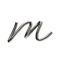 Poster - M  Letter 3D Shape Chrome Text. 3d illustration, 3d element, 3d rendering. 3d visualization isolated on a transparent background