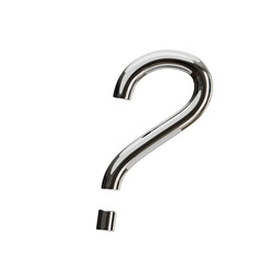 Poster - Question Mark Symbol 3D Shape Chrome Text. 3d illustration, 3d element, 3d rendering. 3d visualization isolated on a transparent background
