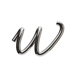 Poster - W  Letter 3D Shape Chrome Text. 3d illustration, 3d element, 3d rendering. 3d visualization isolated on a transparent background