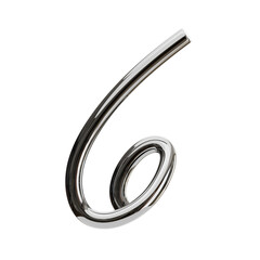 Poster - 3D Number 6 Shape Chrome Text. 3d illustration, 3d element, 3d rendering. 3d visualization isolated on a transparent background