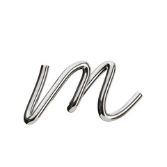 Poster - M  Letter 3D Shape Chrome Text. 3d illustration, 3d element, 3d rendering. 3d visualization isolated on a transparent background