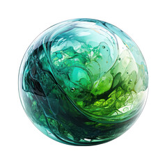 abstract green and blue globe isolated on transparent or white background, png