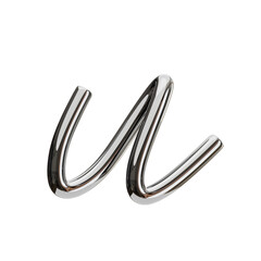 Poster - U  Letter 3D Shape Chrome Text. 3d illustration, 3d element, 3d rendering. 3d visualization isolated on a transparent background