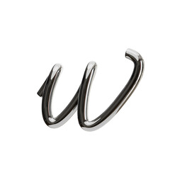 Poster - W  Letter 3D Shape Chrome Text. 3d illustration, 3d element, 3d rendering. 3d visualization isolated on a transparent background