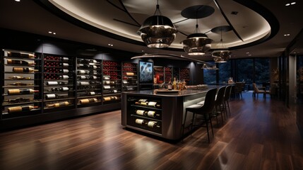 Poster - Contemporary wine cellar, modern design Generative AI