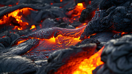 Wall Mural - Lava Unleashed: Close-Up Glimpse of Intense Volcanic Activity